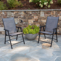 Flash Furniture 2-TLH-SC-044-B-GG Black Outdoor Folding Patio Sling Chair (2 Pack)